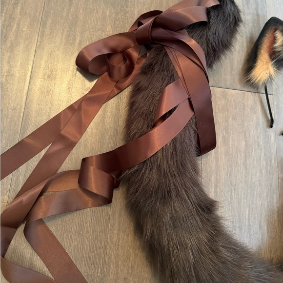 Handmade Siamese Cat Ears & Tail, Halloween Cosplay Costume Party Faux Fur Brown - Picture 2 of 5